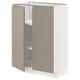 A white METOD kitchen cabinet with grey-beige doors and an adjustable shelf.