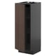 Dark gray and brown cabinet with wooden door and metal handles.