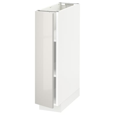 White METOD kitchen cabinet, glossy finish, rectangular shape, single door.