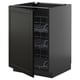 Black kitchen cabinet with pull-out wire racks. Modern, sleek design with bevelled edges. Part of the METOD kitchen system.