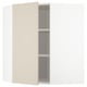 A beige METOD kitchen cabinet with an adjustable shelf, left or right mount door, and clean, minimalist design.
