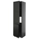 Black METOD kitchen cabinet, tall with three adjustable shelves, sleek modern design.