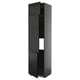 Black modern kitchen cabinet with beveled edges and multiple shelves.