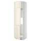 A white METOD kitchen cabinet with off-white bodbyn doors and adjustable shelves.