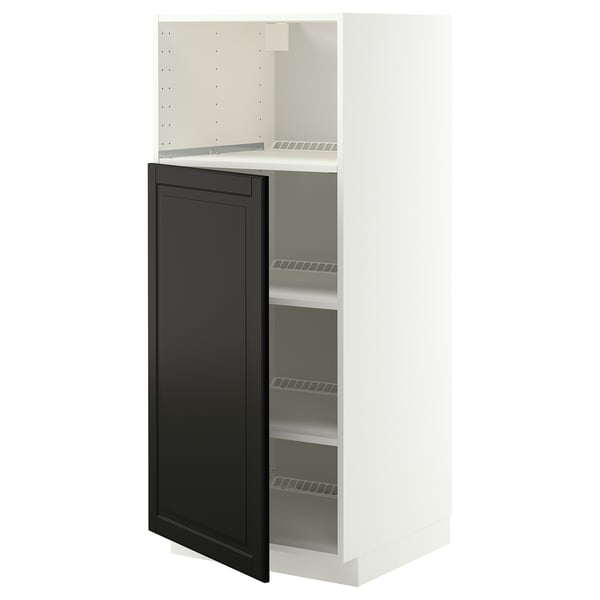 METOD High cabinet f built-in appliances, white/Bodbyn black, 60x60x140 cm