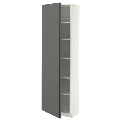 METOD High cabinet with shelves, white/VOXTORP dark grey vertical handle, 60x37x200 cm