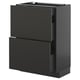Sleek modern kitchen cabinet in black with two smooth drawers, glossy finish.
