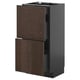 METOD kitchen cabinet, dark brown sinarp wood, square, with three drawers.