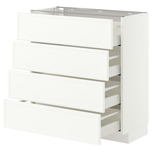 METOD / MAXIMERA Base cab 4 frnts/4 drawers, white/Aspudden matt white, 80x37 cm