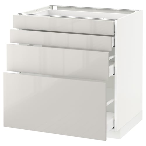 Modern white kitchen cabinet, 3 drawers, sleek high gloss finish. Comes with 25-year guarantee.