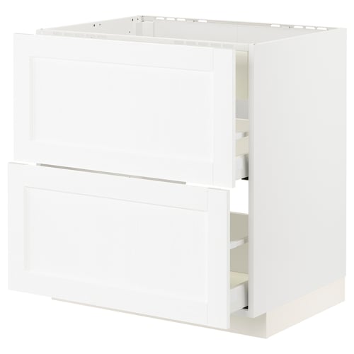 White METOD kitchen cabinet, classic design with wooden texture, rectangular shape, and smooth finish.