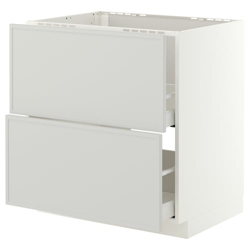 METOD / MAXIMERA Base cab f sink+2 fronts/2 drawers, white/Aspudden light grey, 80x60 cm