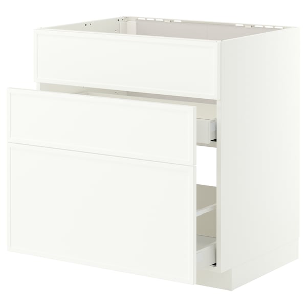 METOD / MAXIMERA Base cab f sink+3 fronts/2 drawers, white/Aspudden matt white, 80x60 cm