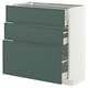 METOD / MAXIMERA Base cabinet with 3 drawers, white/Aspudden dark grey-green, 80x37 cm