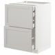 White METOD kitchen cabinet with beveled lerhyttan drawers.