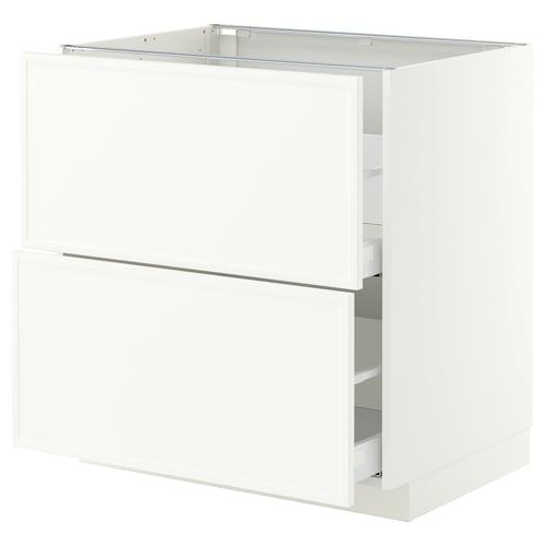 METOD / MAXIMERA Base cb 2 fronts/2 high drawers, white/Aspudden matt white, 80x60 cm