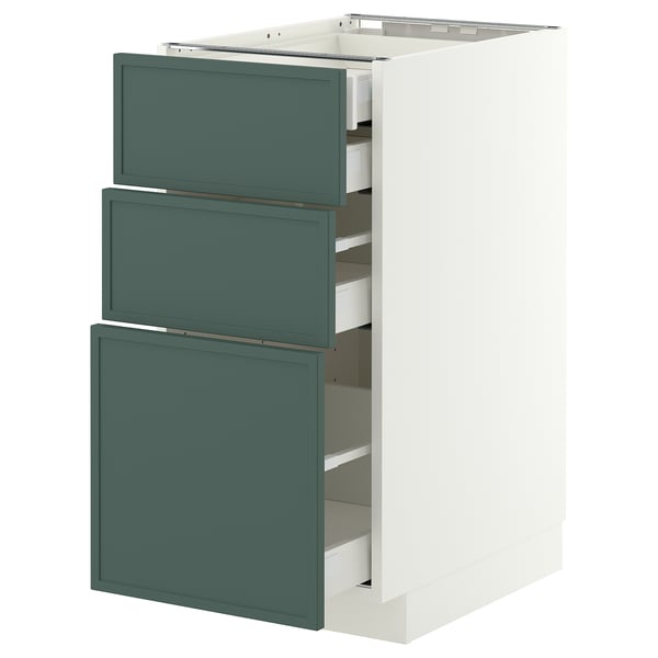 METOD / MAXIMERA Base cb 3 frnts/2 low/1 md/1 hi drw, white/Aspudden dark grey-green, 40x60 cm