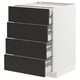 Modern black kitchen unit with four pull-out drawers. Sleek, rectangular design, part of the METOD system.