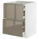 Modern kitchen cabinet, METOD, high gloss dark grey-brown, drawers, sleek design.