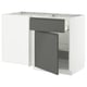 METOD kitchen unit, grey, modern, white frame, dark handles.