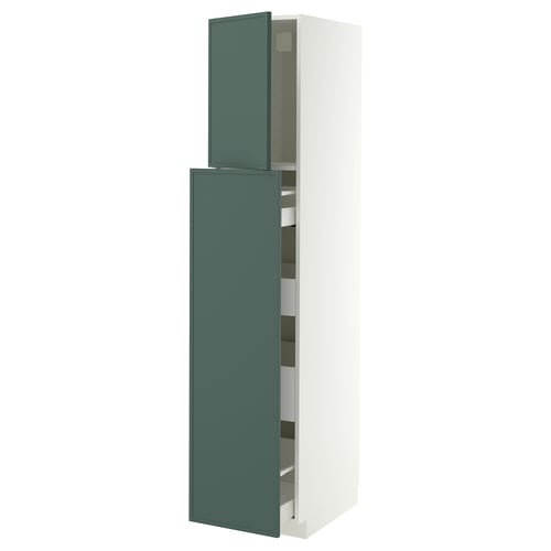 METOD / MAXIMERA Hc w p-o func 1dr/4drw, white/Aspudden dark grey-green, 40x60x200 cm