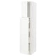 White ikea METOD kitchen cabinet with two doors and multiple shelves. Modern, minimalist design with smooth finish and clean lines.
