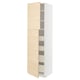 METOD kitchen cabinet, light ash wood, tall, rectangular, two doors, white frame, modern design.