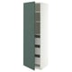 METOD / MAXIMERA High cabinet with drawers, white/Aspudden dark grey-green, 60x60x200 cm