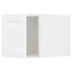 Depicts a white METOD kitchen cabinet with multiple drawers.