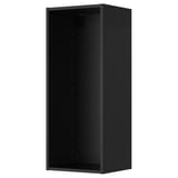 A black METOD wall cabinet, rectangular and modern with a flat design and drilled holes for adjustable shelves.