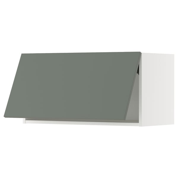 Modern kitchen cabinet with green-gray METOD, sleek design, flat surface.