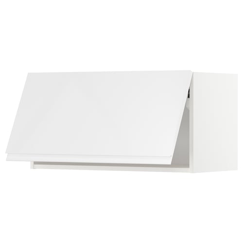 Modern white kitchen cabinet, square shape, glossy finish.