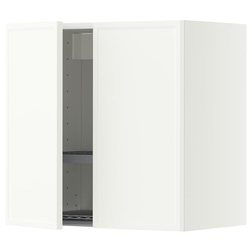 METOD Wall cabinet w dish drainer/2 doors, white/Aspudden matt white, 60x60 cm