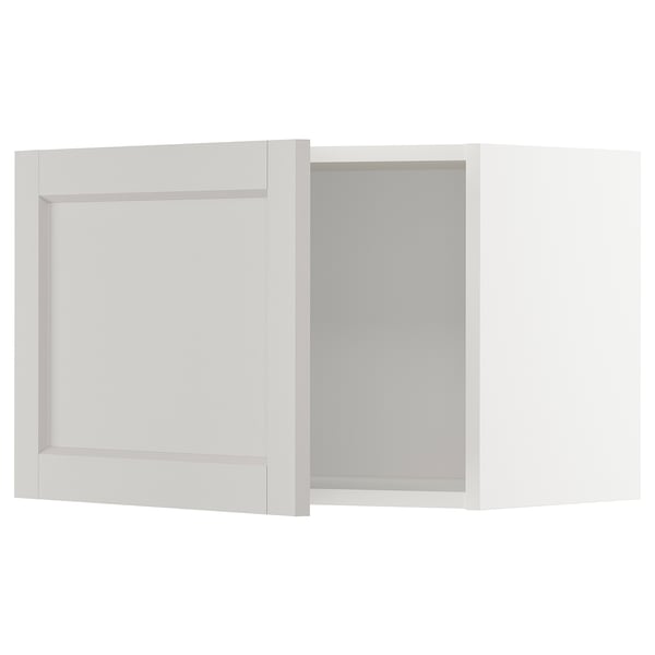 White METOD kitchen cabinet; rectangular, light grey, classic design.
