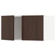 Brown kitchen cabinet with glass door.