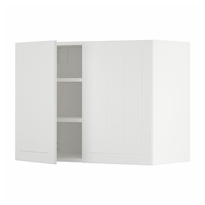 METOD white wall cabinet with two doors, rectangular shape, smooth finish.