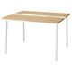 A MITTZON conference table with a light wood top and white legs, featuring cable management.