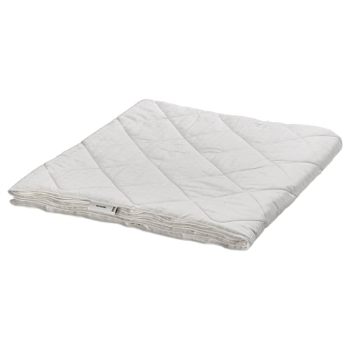 White silk duvet, folded, 100% cotton & silk, cool seasons.
