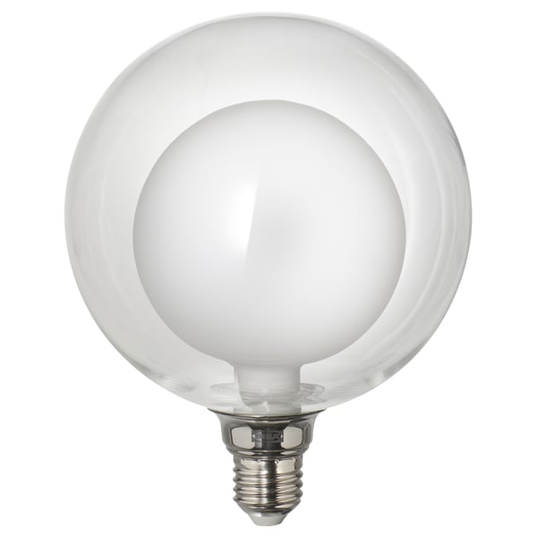 Led globe light bulb, double-layered glass, warm light.