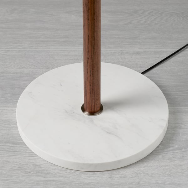 MOSSPLYM Floor uplighter/reading lamp, opal white glass/dark brown oak, 180 cm