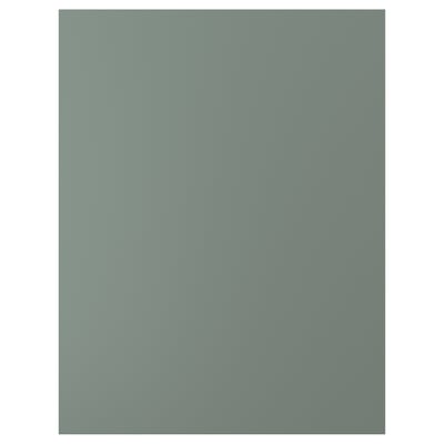 Greenish-gray kitchen panel, flat and rectangular, modern design.