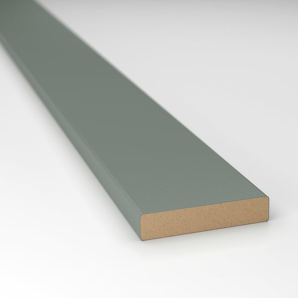 Grey-green kitchen trim, smooth, decorative.