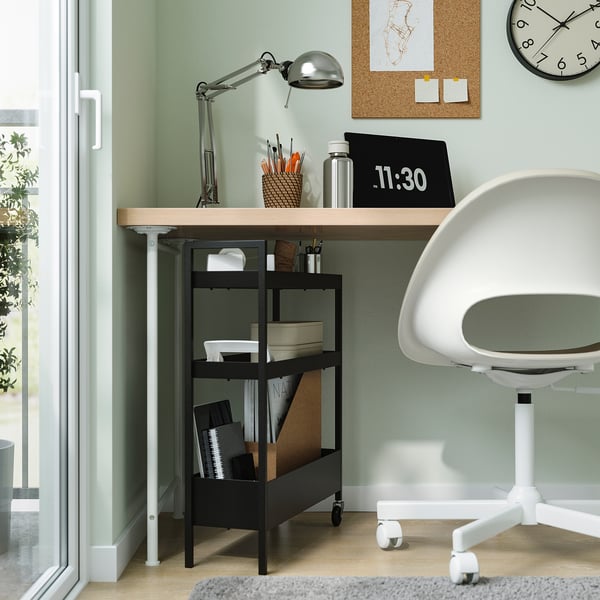 NISSAFORS Trolley, black, 50.5x19x67 cm