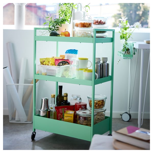 NISSAFORS Trolley, light green, 50.5x30x83 cm