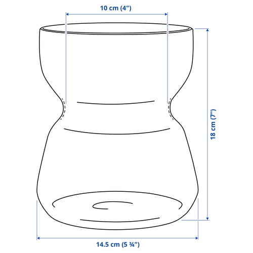 Illustration with measurements for the product: OMTÄNKSAM.