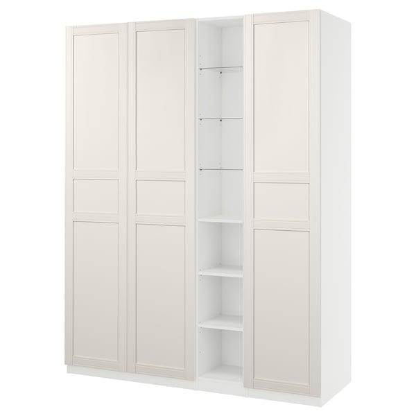 PAX / FLISBERGET Wardrobe combination, white/off-white, 185x60x236 cm