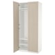 PAX wardrobe, off-white, rectangular, with beige doors, adjustable shelves, soft-close hinges.