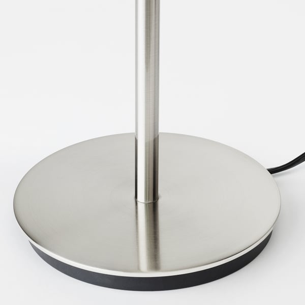 Modern lamp base with nickel finish; sleek, stable design for home decor.