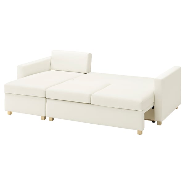 SALTSJÖBADEN 3-seat sofa-bed with chaise longue, Blekinge white
