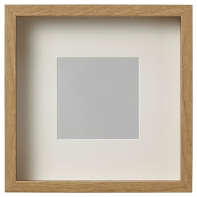 SANNAHED gold photo frame: square, wooden, with clear plastic front, holds 8x8 pic.